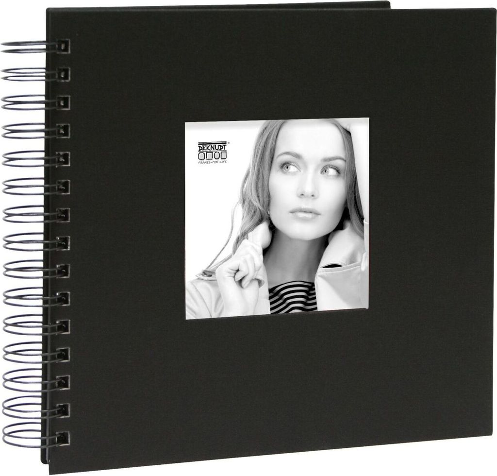 Deknudt A66FA Spiralfotoalbum schwarz Leinen 20x20 cm 48 Seiten