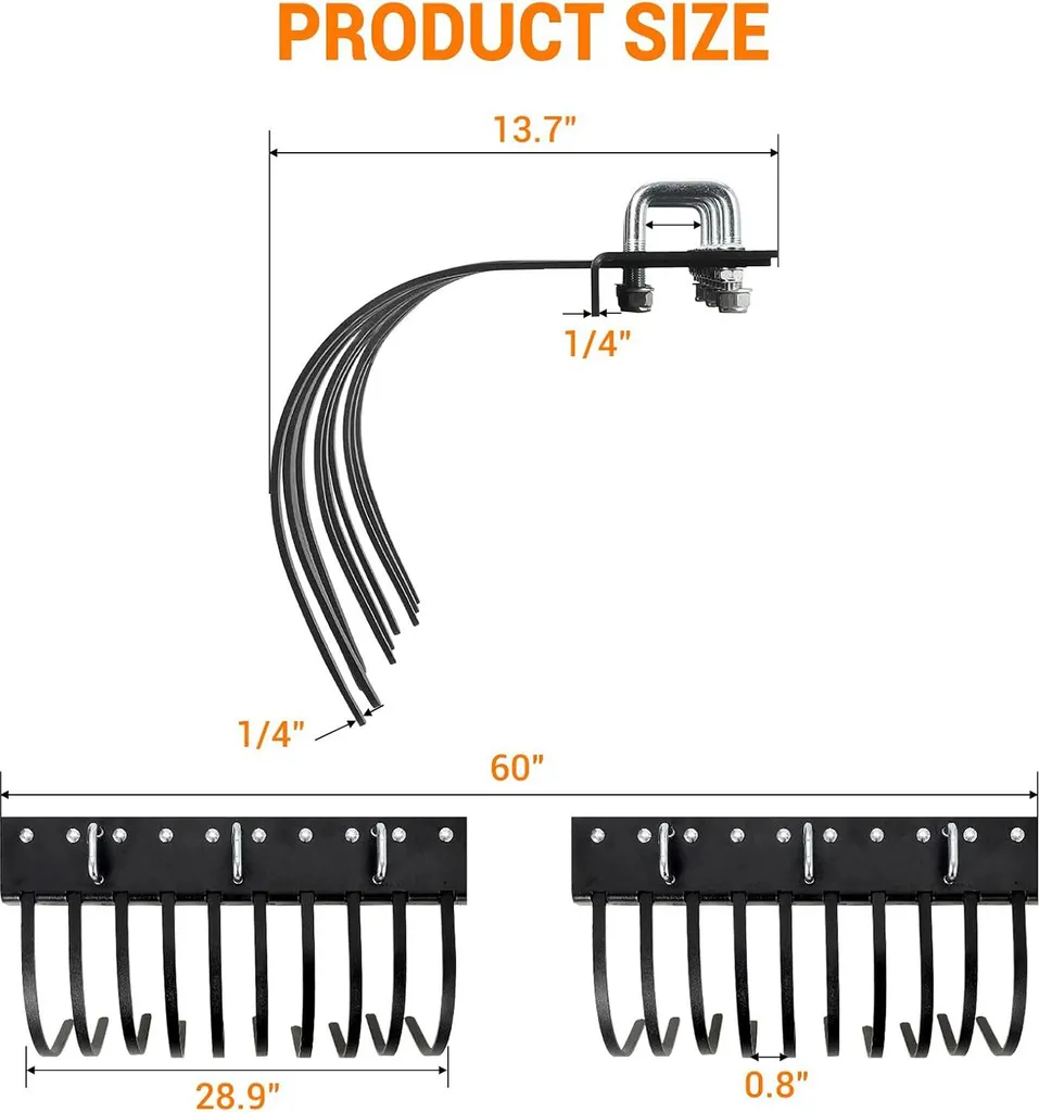 Râteau traîné 48'' : solution efficace contre le chaume et mousse