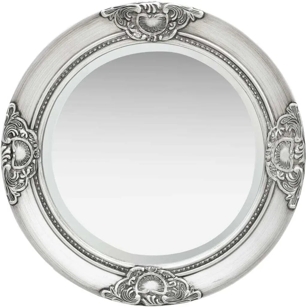 Specchio Barocco 50 cm Argento Moderno - Complemento Arredo Luxury Wall