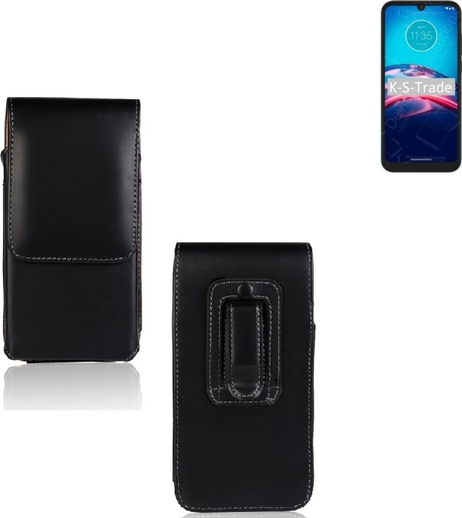 K-S-Trade Gürteltasche für Motorola Moto E6S 2020 Schutz Hülle Handy Hülle mit Magnetverschluss Holster in schwarz