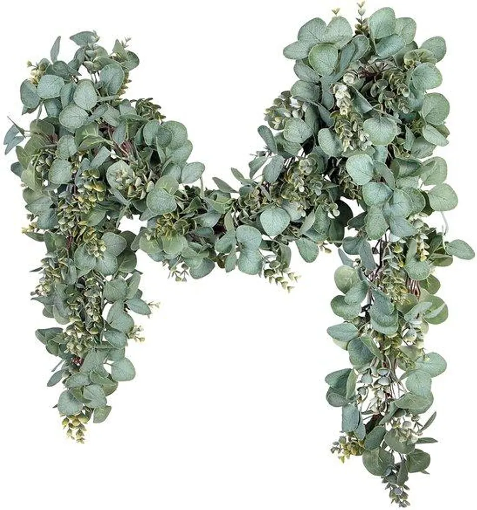 Guirlande eucalyptus artificielle 2m gris-vert pour déco de table chic