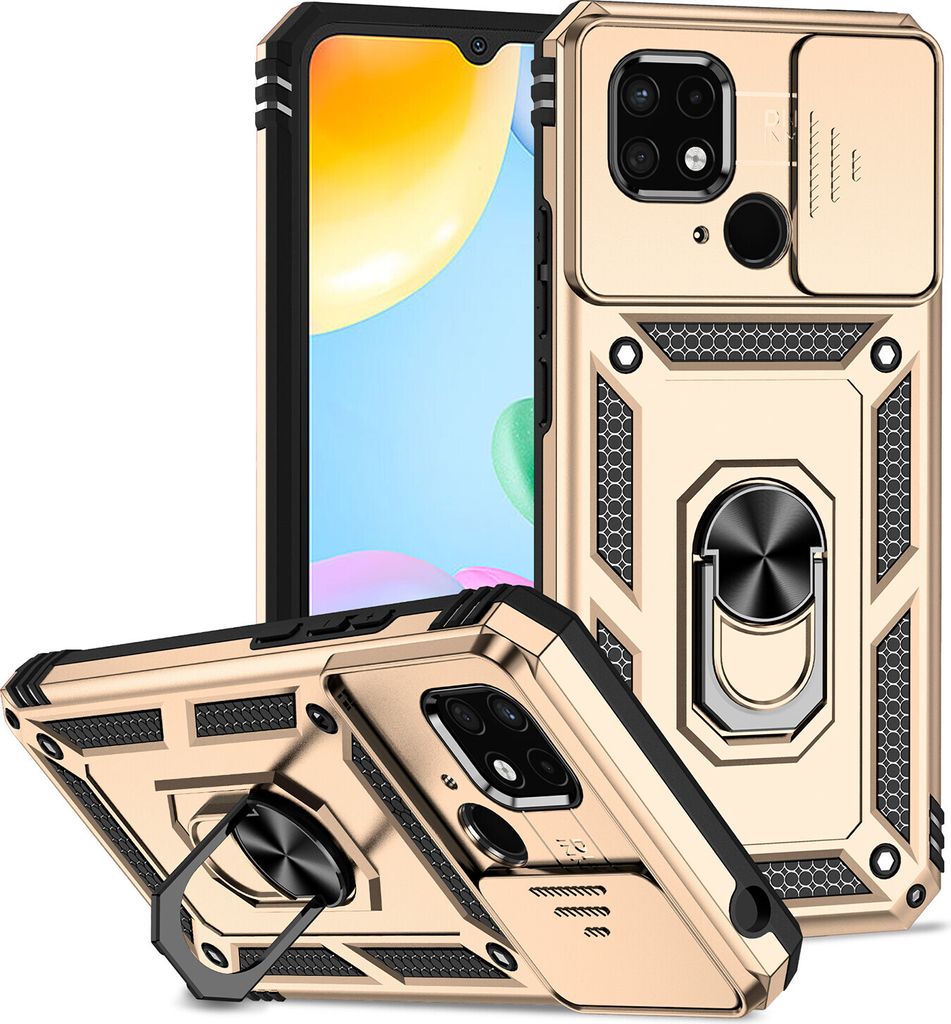 Redmi 10C Hülle mit Schiebe Kamera Schutz und Ringhalter Produktbild 