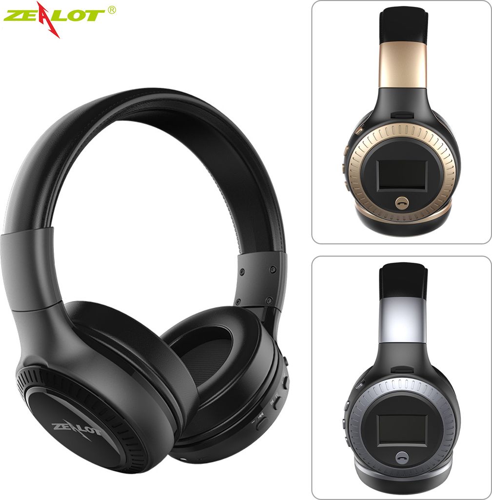 A collage of images showing a pair of black headphones, with close-ups of two different color variations of the earcup.