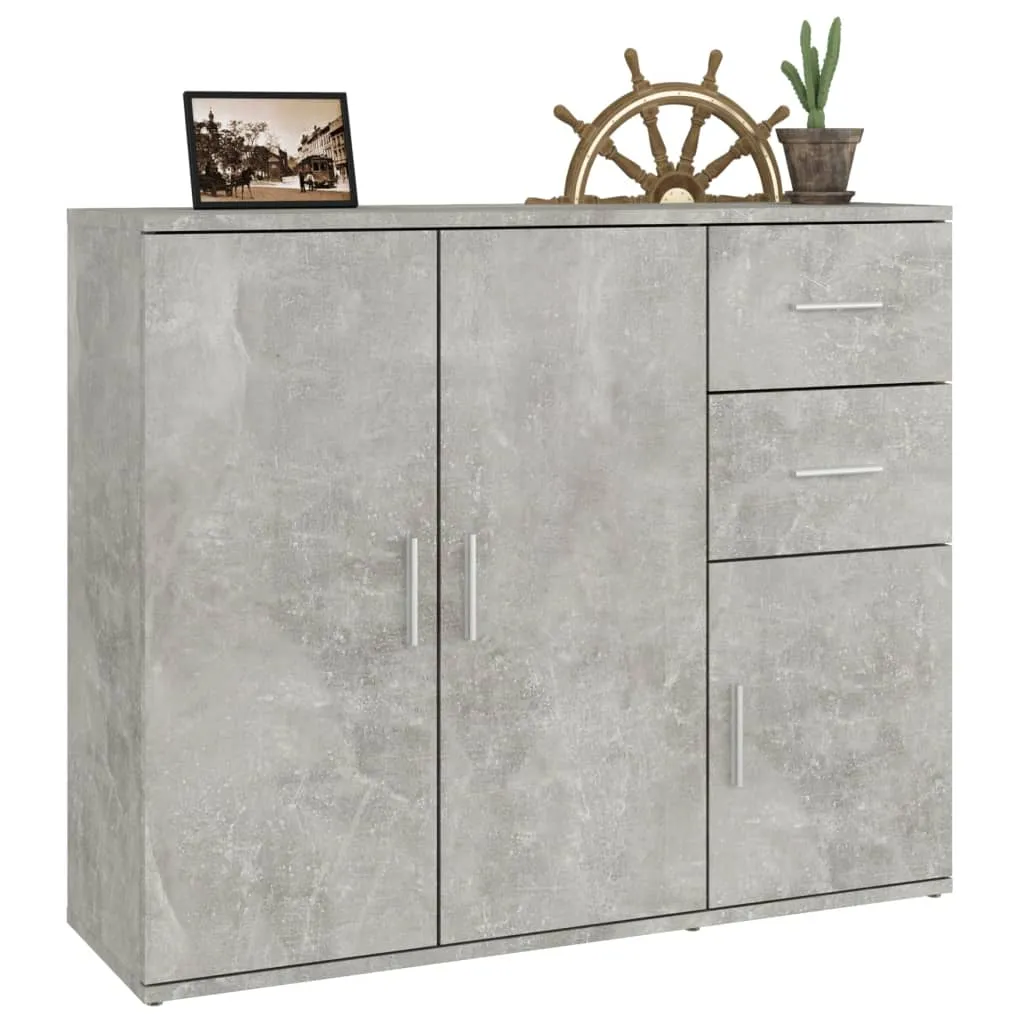 vidaXL Buffet Gris Béton 91x29,5x75 cm en Bois Composite Moderne - 13