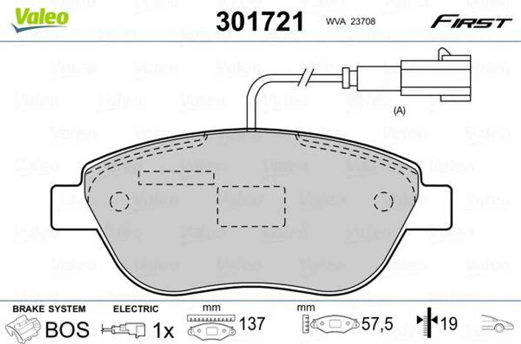 Plaquettes de frein Valeo 301721 Haute Performance pour Fiat 500C et Musa