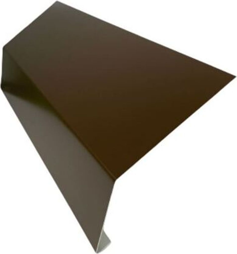 A brown metal flashing piece on a white background.