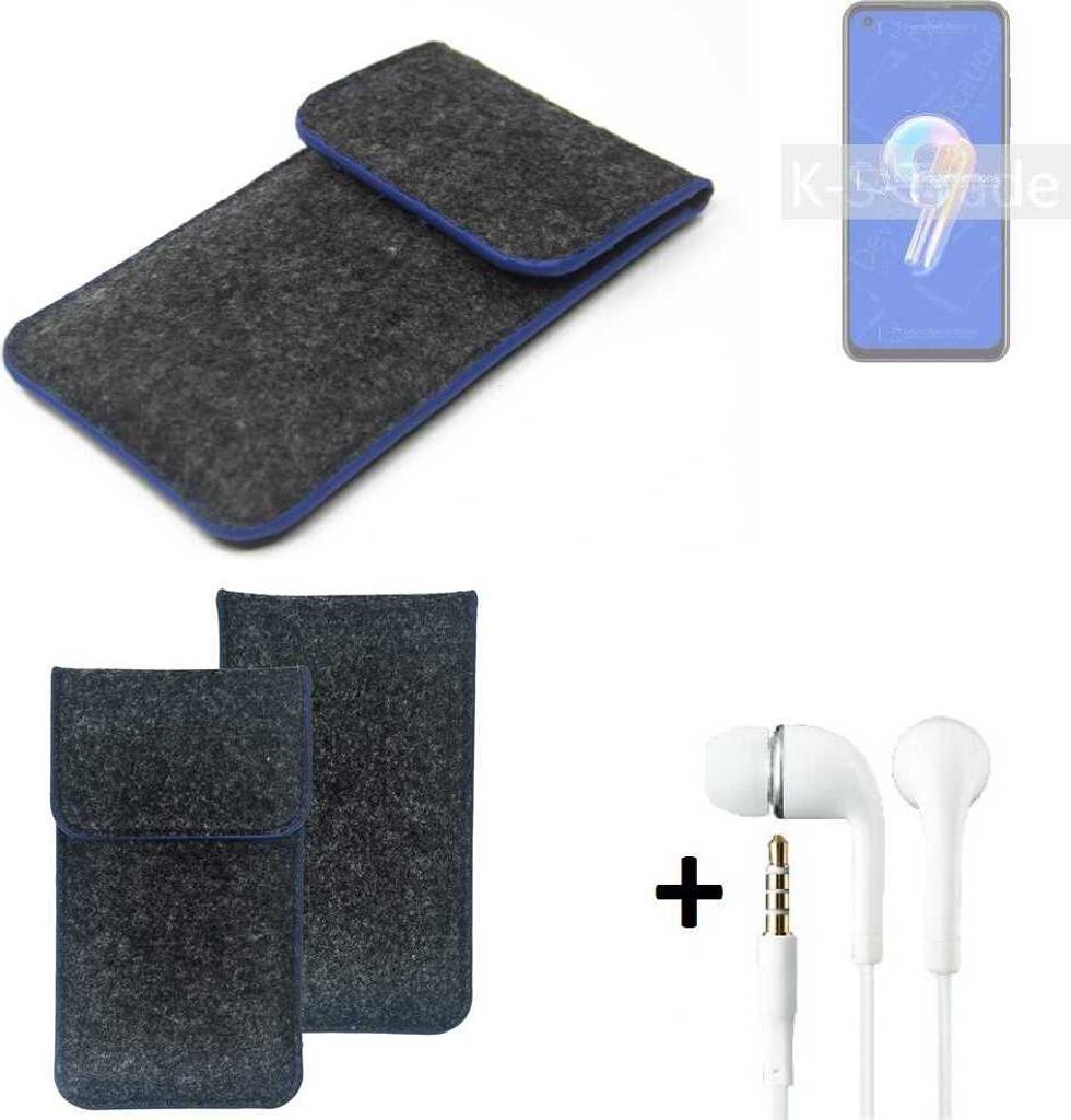 K-S-Trade Handy Schutz Hülle kompatibel mit Asus Zenfone 9 Schutzhülle Handyhülle Filztasche Pouch Tasche Case Sleeve Filzhülle dunkelgrau, blauer