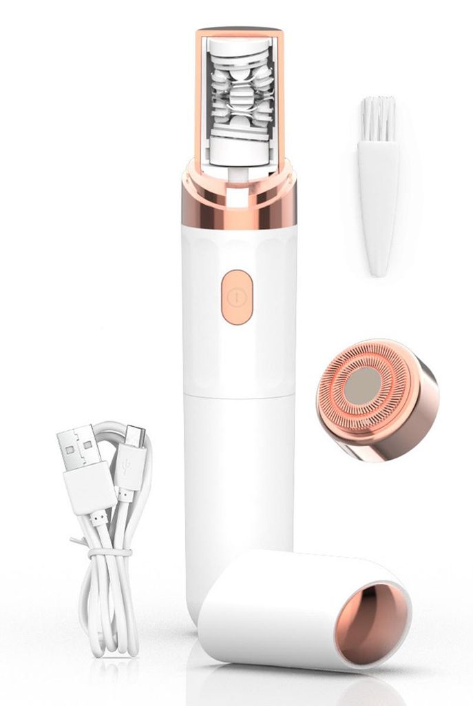 Epilierer Damen Gesicht & Körper 2-in-1, sanfte Haarentfernung, USB Akku, LED Licht, für Lippen, Achseln & Beine, tragbar