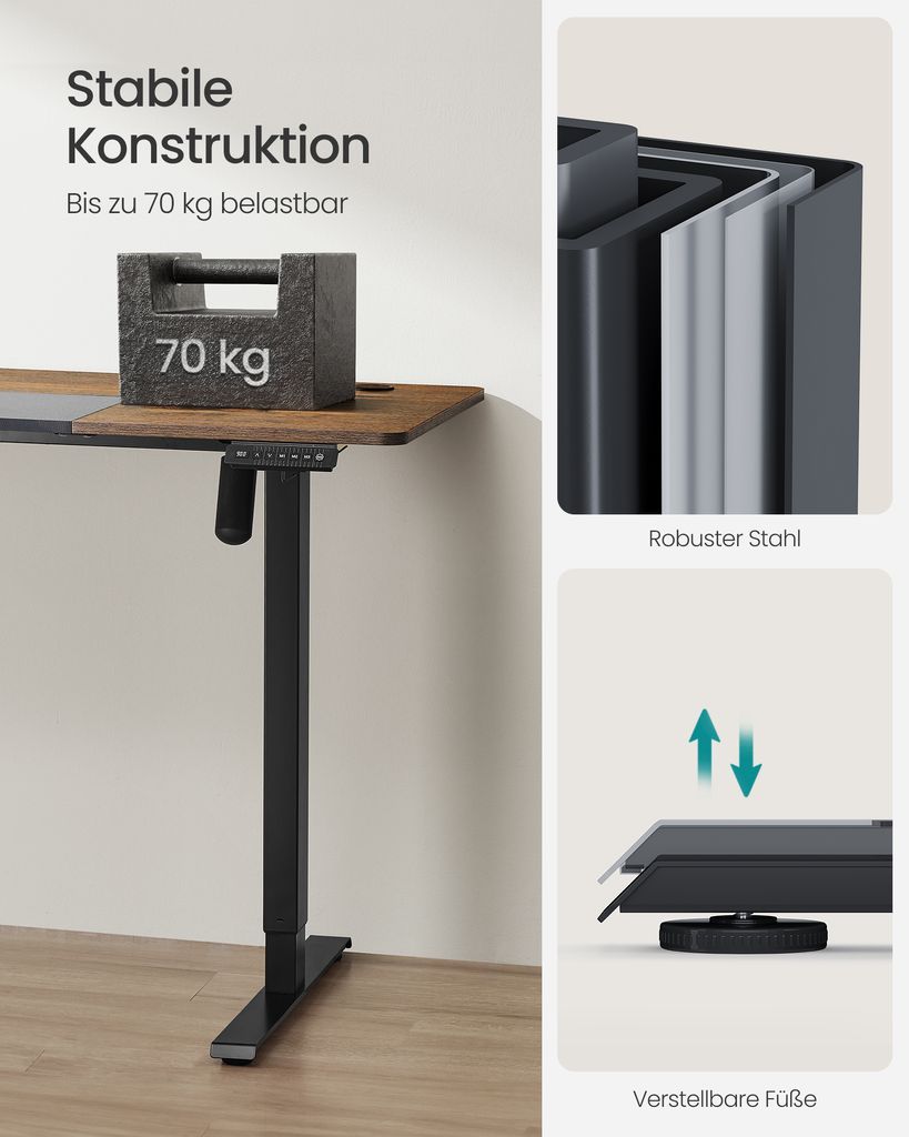 SONGMICS Výškově nastavitelný elektrický stůl 120 cm se 4 Obrázek produktu 8