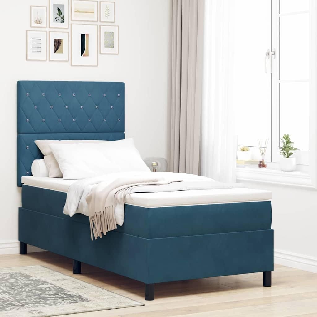 Maison Exclusive - LED Boxspringbett mit Matratze Dunkelblau 90 x 190 cm Samt