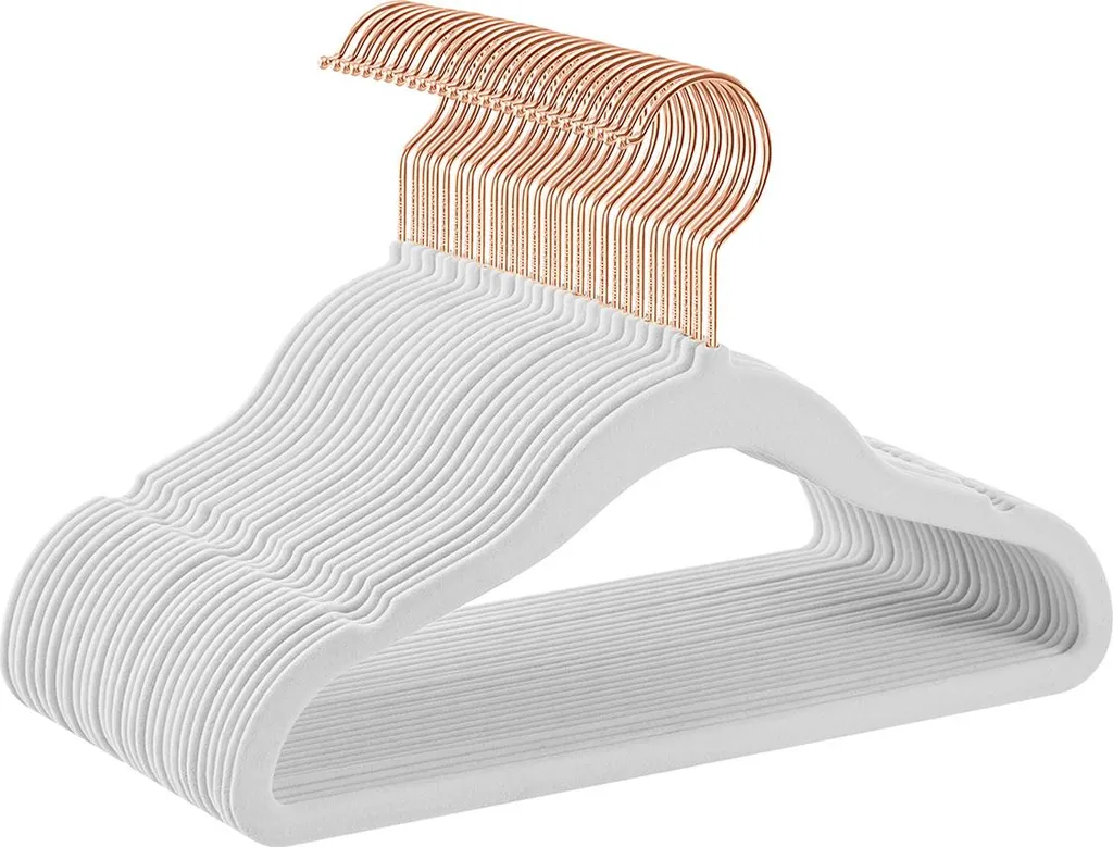 Cintres pour enfants gain de place blancs avec crochet mobile - 30 unités