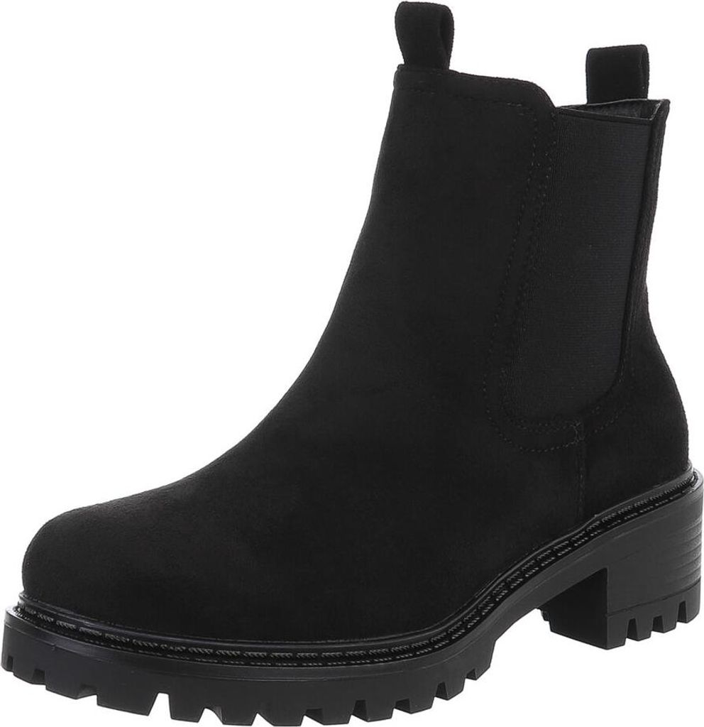 Ital-Design Damen Stiefeletten Klassische Stiefeletten Wildlederoptik, Textiloptik Klassische Stiefeletten 90417881 Schwarz Gr. 36