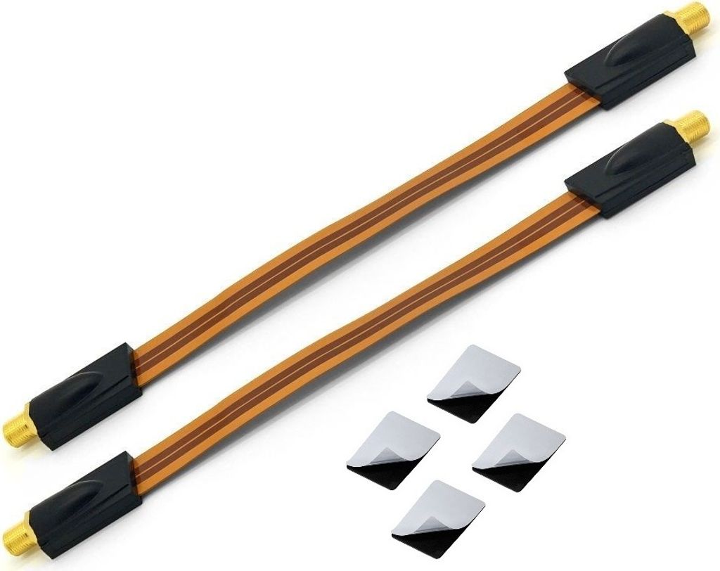 ARLI 2x Fensterdurchführung UltraSlim – Vergoldet | TV SAT Flachkabel Ultraflach 0,2 mm DVB-S2 DVB-T2 für Fenster & Türen