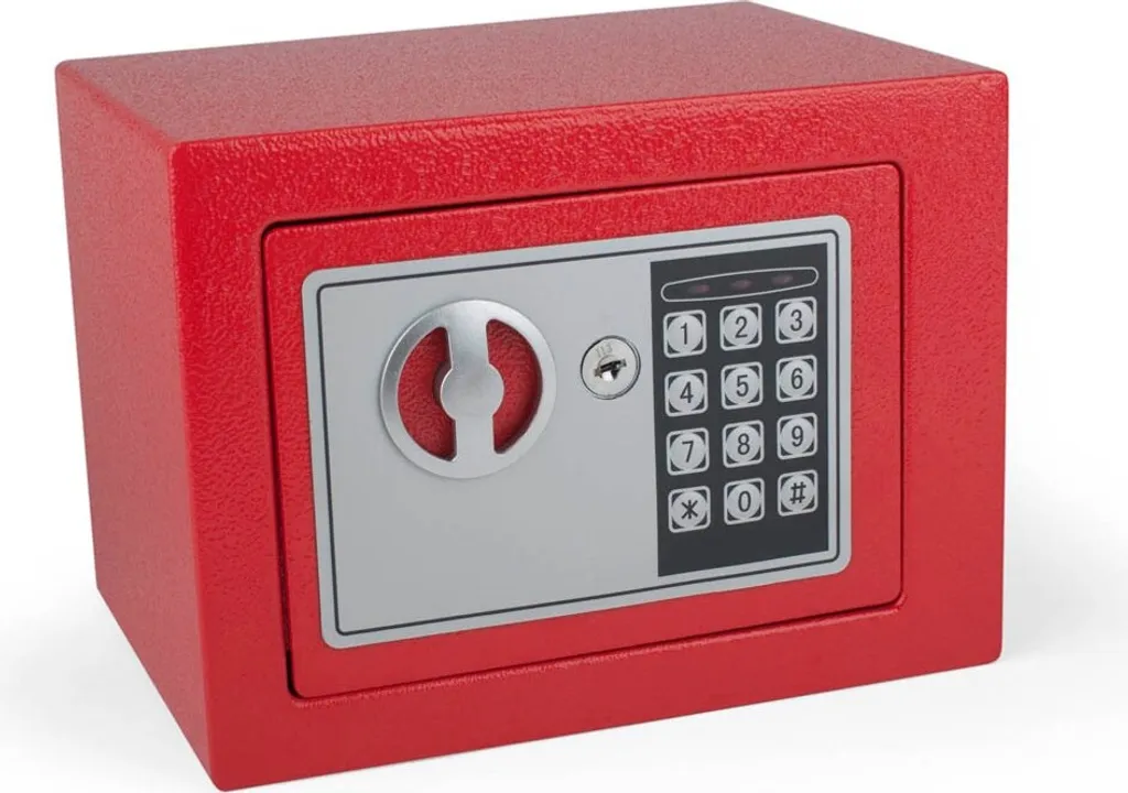 Mini-coffre-fort à code digital Pavo 8005611 en acier rouge renforcé