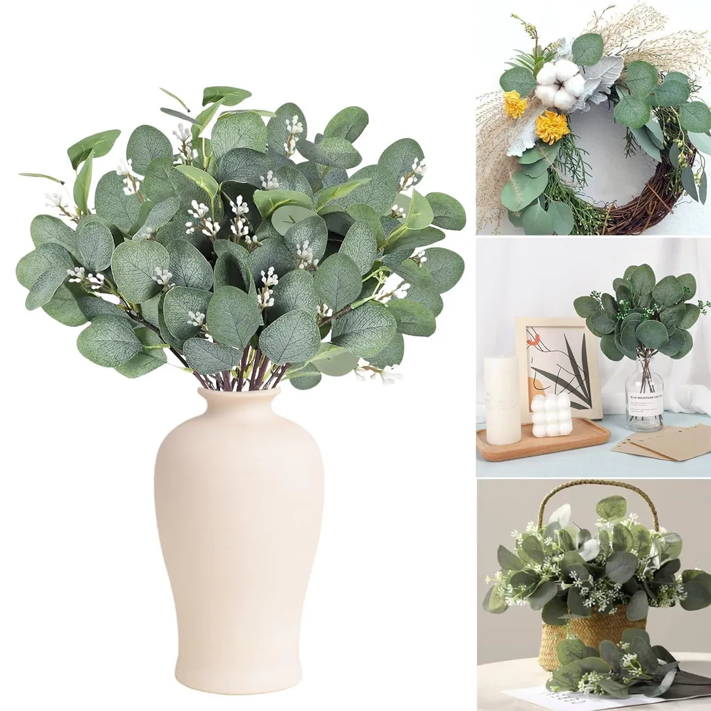 Eucalyptus Artificiel Lot de 18 Pièces Réalistes avec Branches Déco