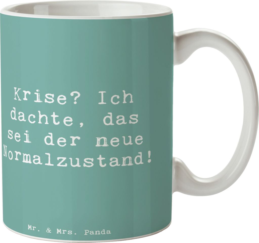 Mr. & Mrs. Panda Teetasse Spruch Gelassenheit in Krisen - Meeresbrise - Geschenk, Keramiktasse, Motivation, Krisenbewältigung, handgefertigt, Gef...