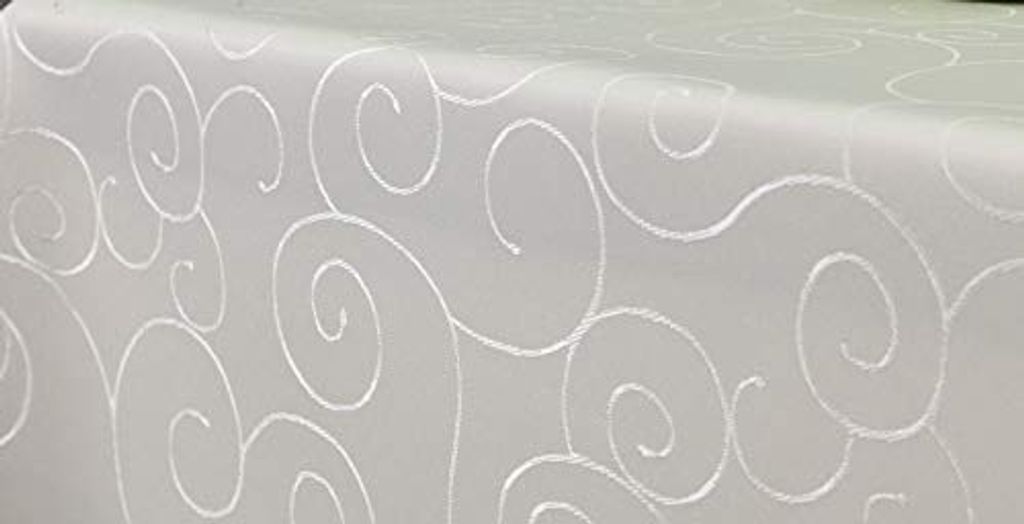 First-Tex Ornament Damast Tischdecke, eckig, 110x220 cm, Creme, Pflegeleicht, Hochwertig, Bügelarm, Schnelltrocknend