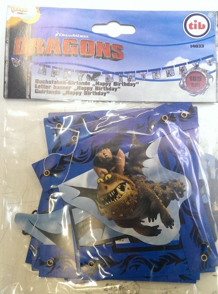 Dragons - Buchstaben Girlande 'Happy-Birthday' Produktbild 