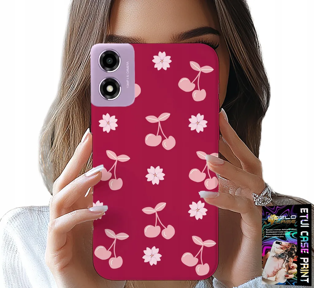 Cover Moto E14 Design Ciliegie Bordeaux + Proteggi Schermo | Glamour