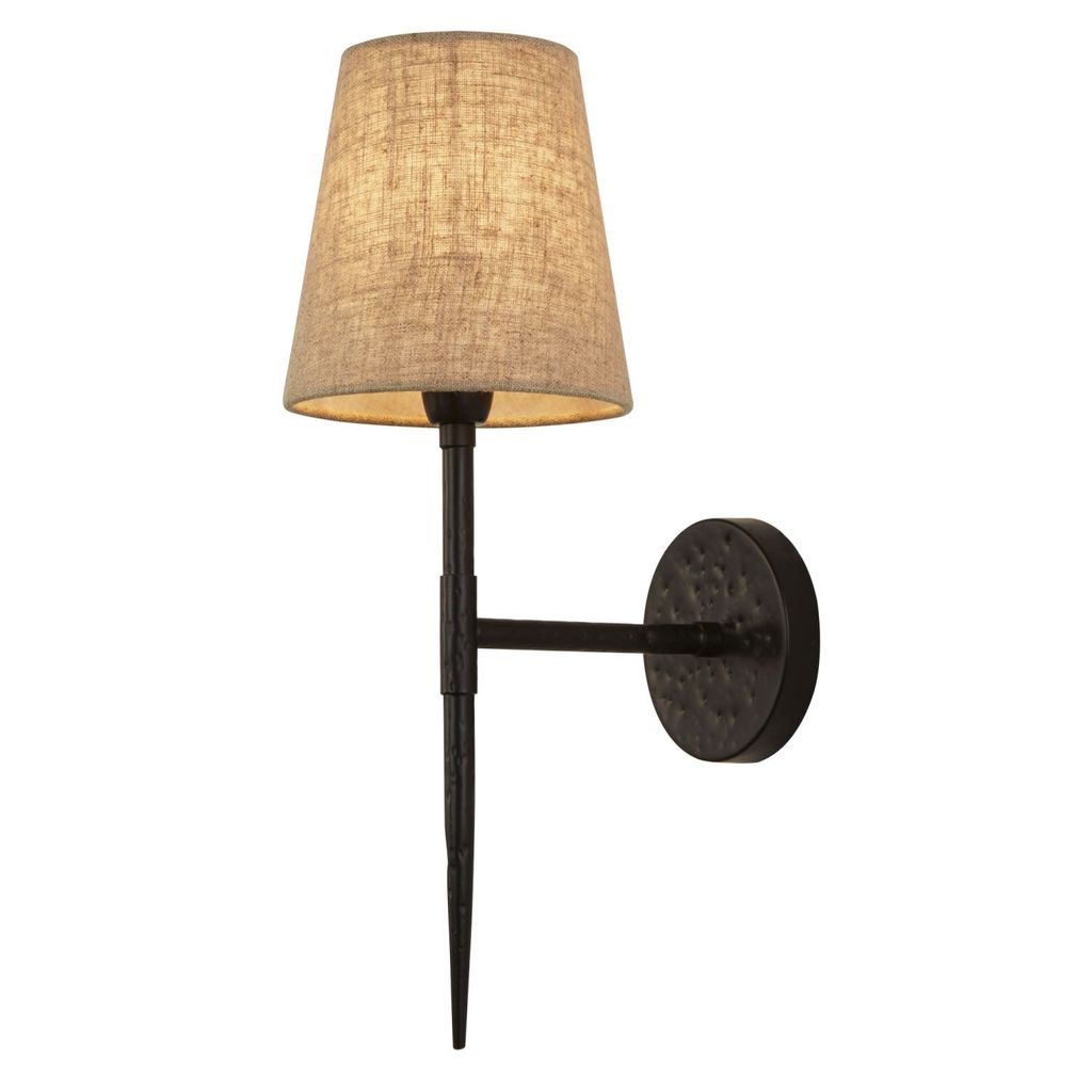 Wandlampe Metall Stoff E14 H: 43 cm Schwarz Creme Rustikal Wandleuchte