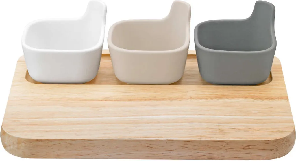 Set Servizio Tapas Rig-Tig Z00139 | Tagliere in Legno e Ciotole Ceramica