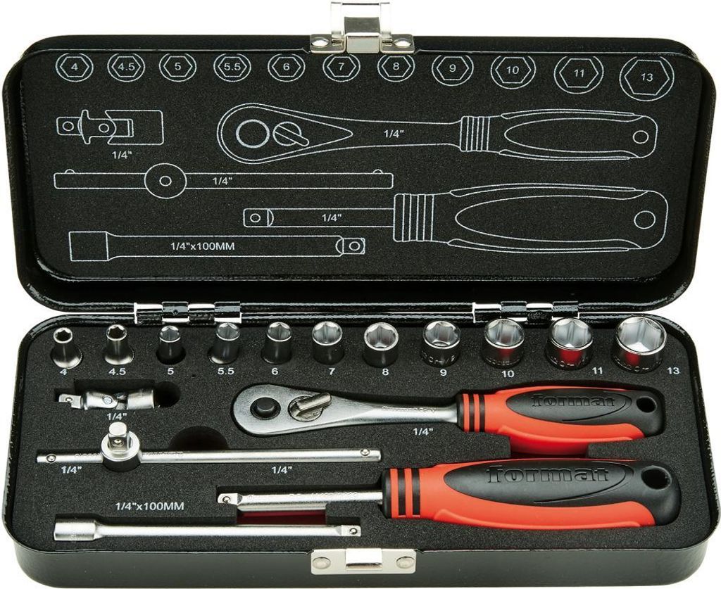 FORMAT Steckschlüssel-Garnitur 1/4 Zoll 16 teilig