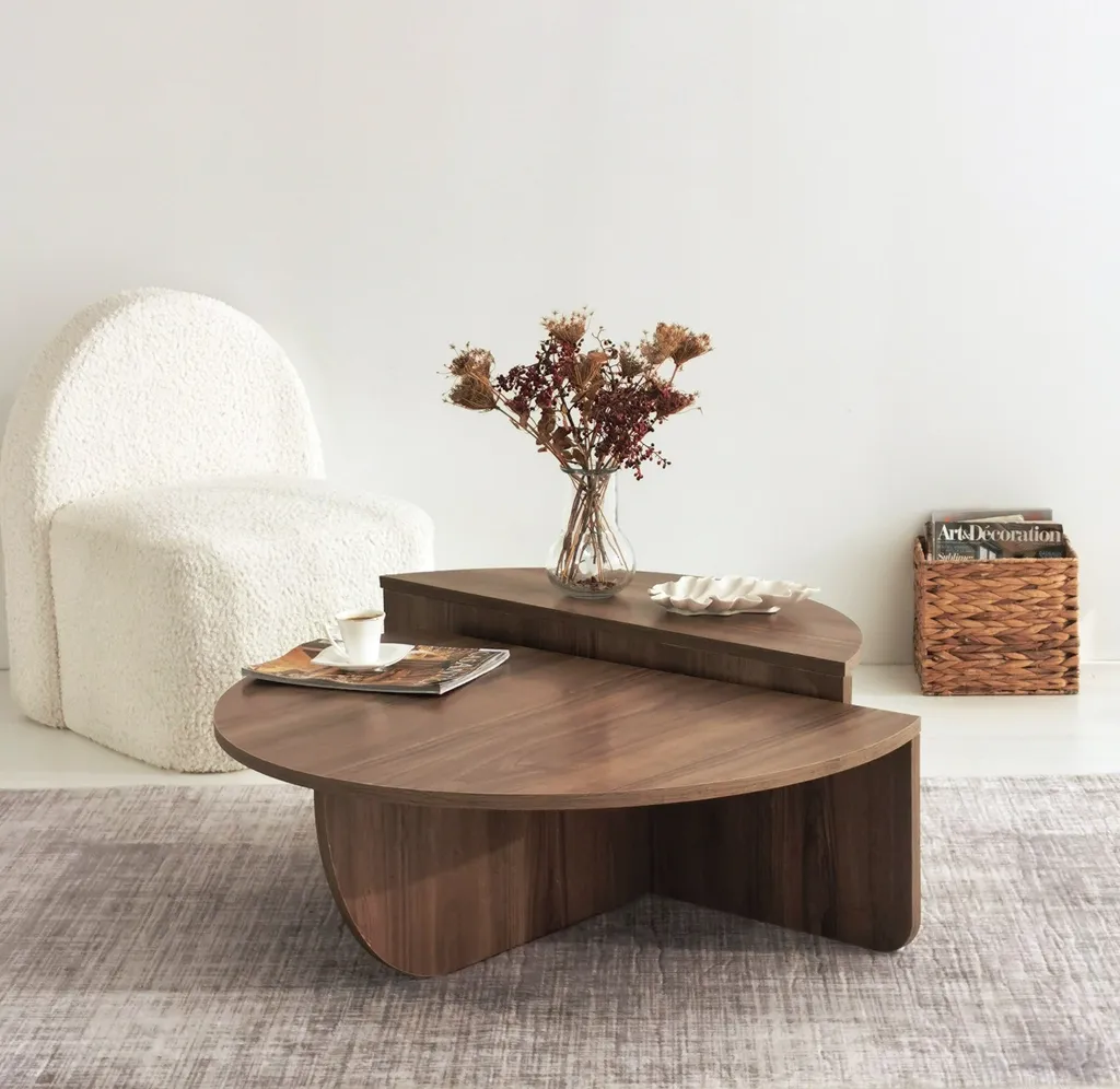 Table basse design en noyer Skye Decor Podium - Finition Walnut Luxe