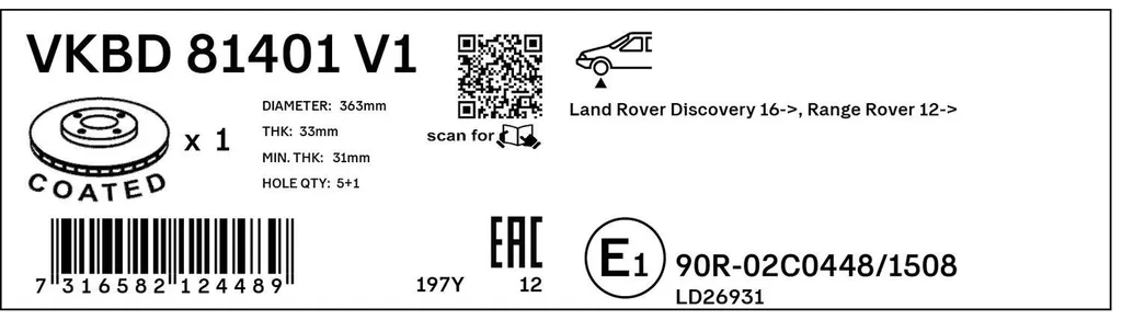Éliminez les vibrations au freinage : Disque SKF 363mm Discovery V L462 - 2