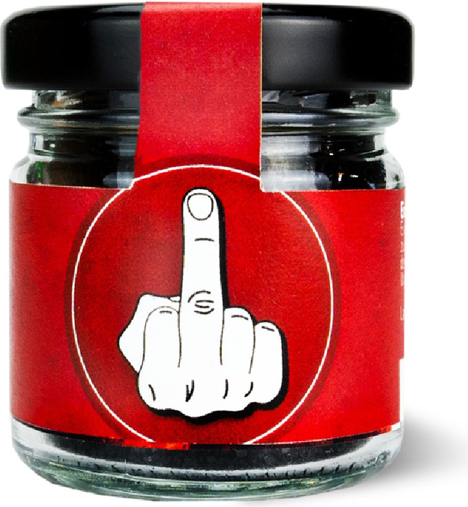 Mini Glas Mittelfinger - Schwarzes Meersalz, 40g Produktbild 