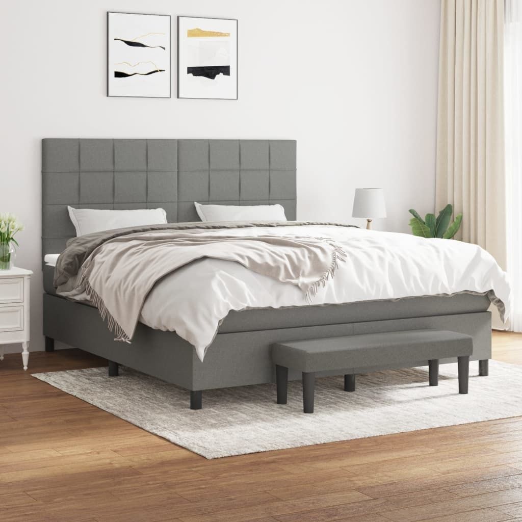Maison Exclusive - Boxspringbett mit Matratze Dunkelgrau 160x200 cm Stoff