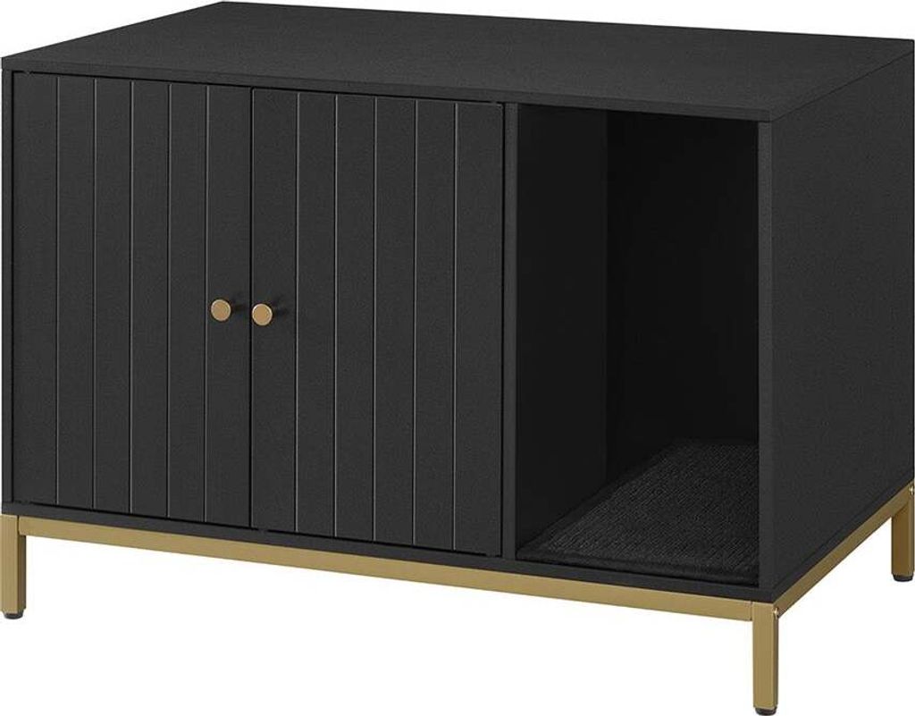 Kattekrabbaufbaum mit Gussstahlspaan & Stahl - Groß 80 x 50 x 55 cm - 16,3 kg - Schwarz-Gold - 60 kg Fassung