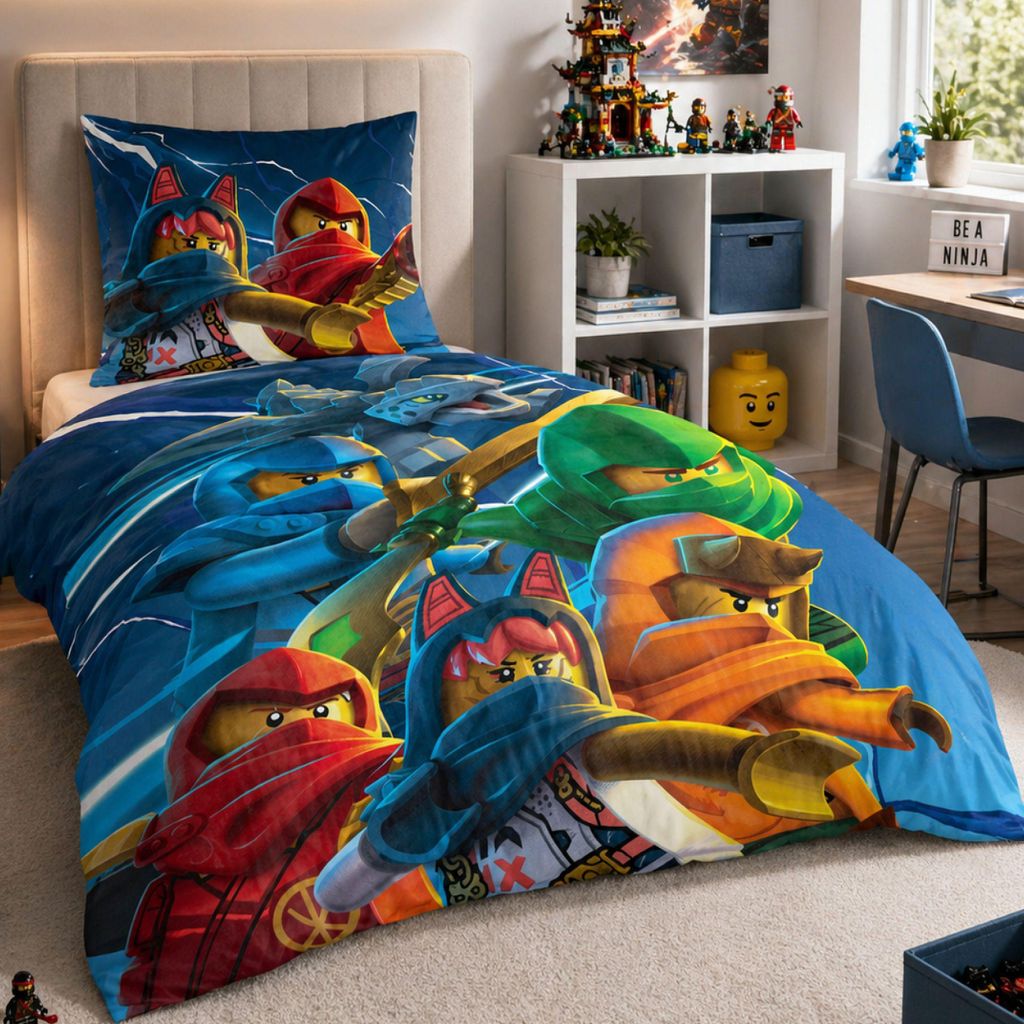 Lego Ninjago Bettwäsche 2-teilig 135x200 80x80 cm aus 100% Produktbild 