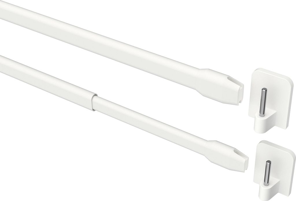 Interdeco Vitragestangen mit Klebehaken / ausziehbare Scheibenstangen Weiß, Typ Geno, 80-140 cm, Pack. 2 Stück