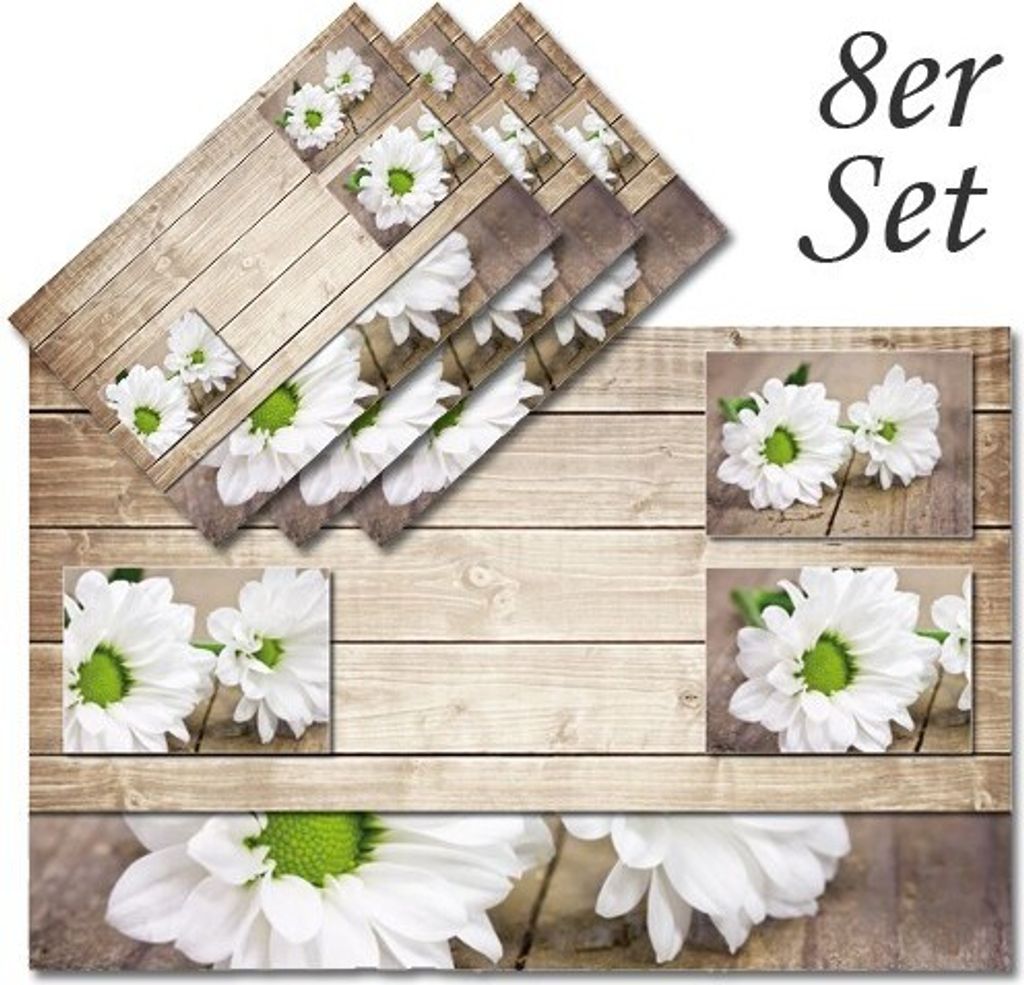 Tischset Margeriten Blumen 8er Tischunterlage Tischdeko Produktbild 