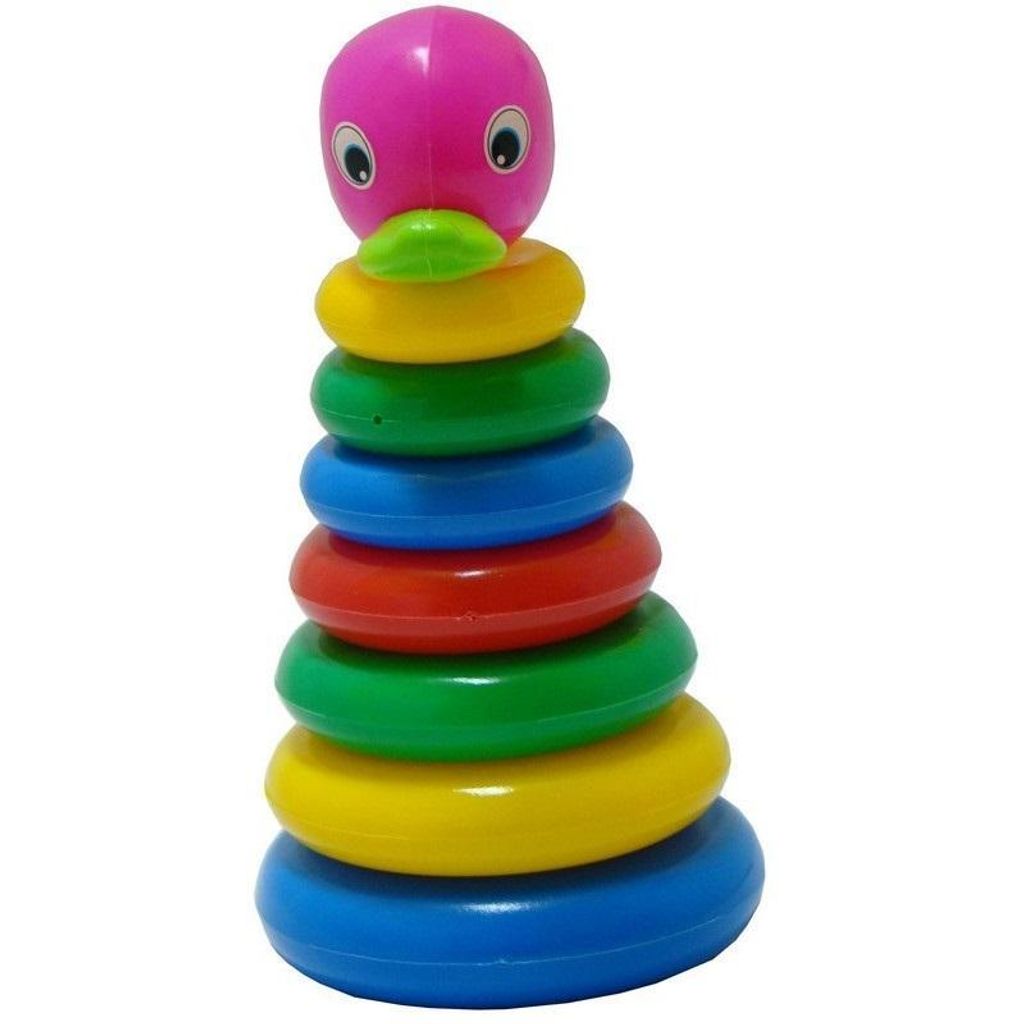A stacking ring toy with a duck-like head.