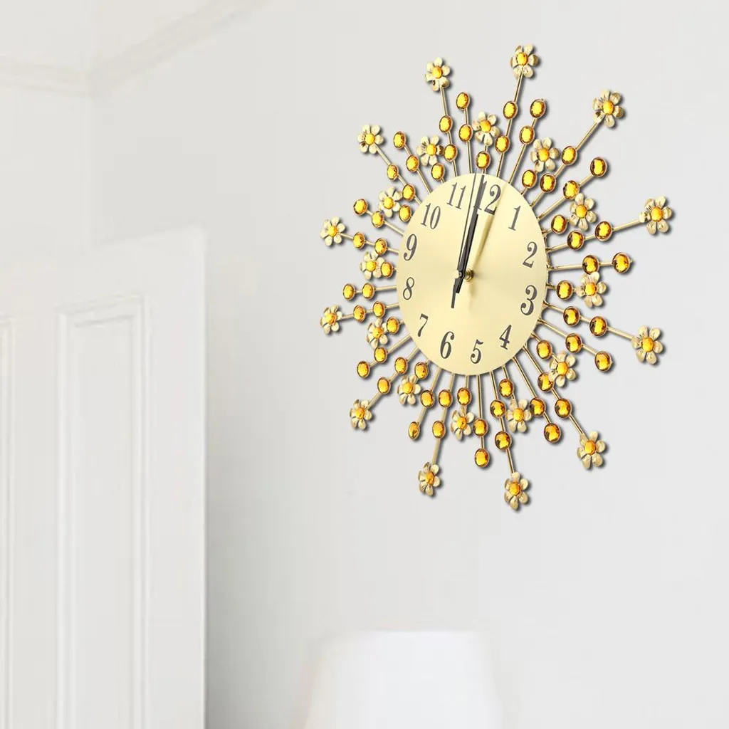 Horloge murale silencieuse fleur en fer pour décorer sans bruit 60cm