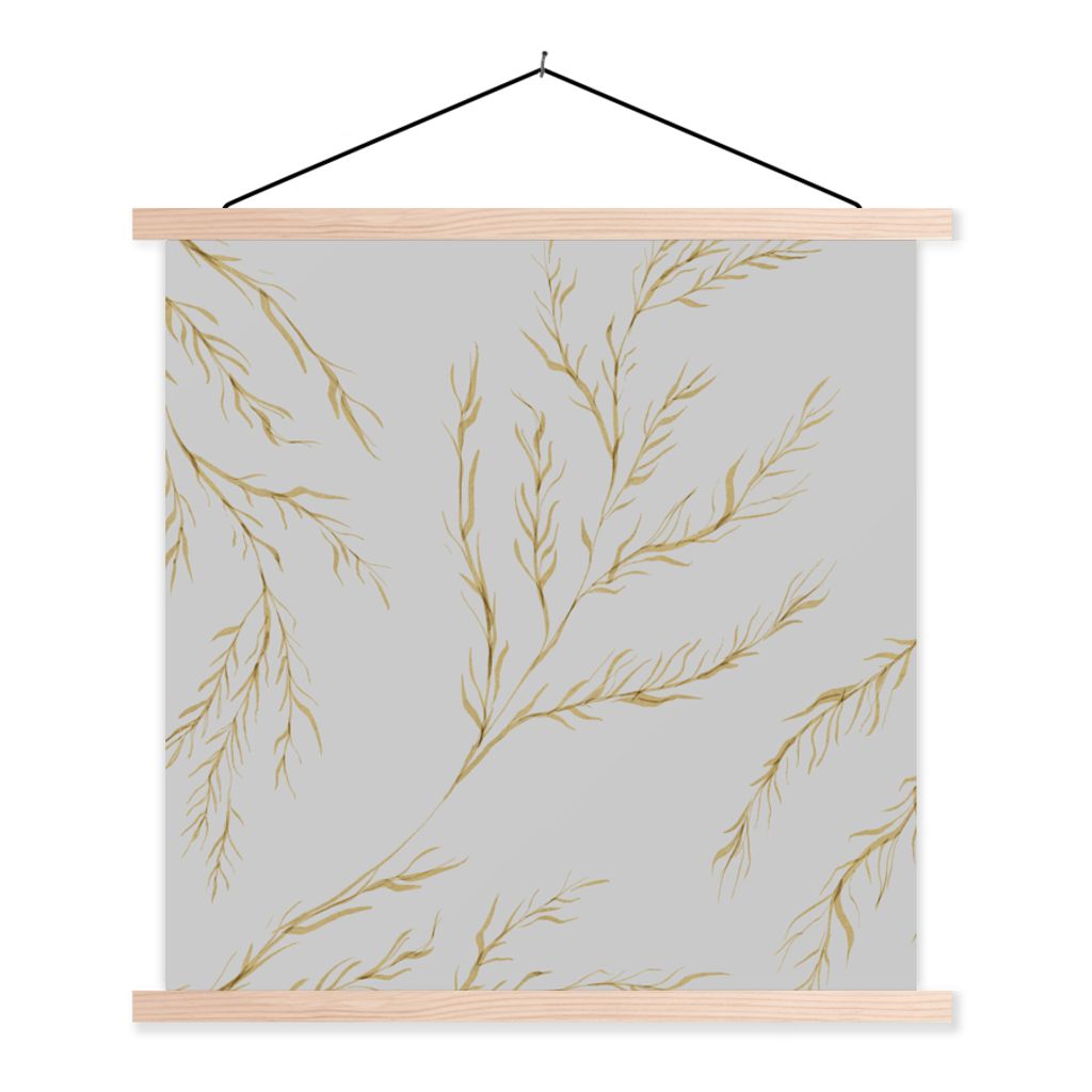 MuchoWow Textilposter Pastell - Grau - Blume - Design 40x40 cm mit holzfarbenen Rahmen - Posterleiste
