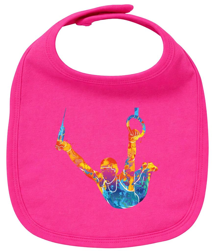 Huuraa Baby Lätzchen Gymnastik Ringe Cherry Pink Klettverschluss Baumwolle Latz Geschenkidee