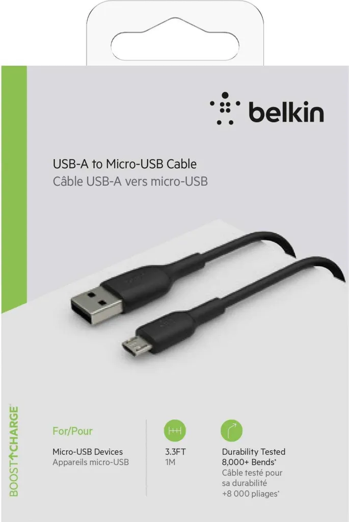 Câble Micro-USB fiable Belkin 1m noir pour éviter les erreurs de chargement