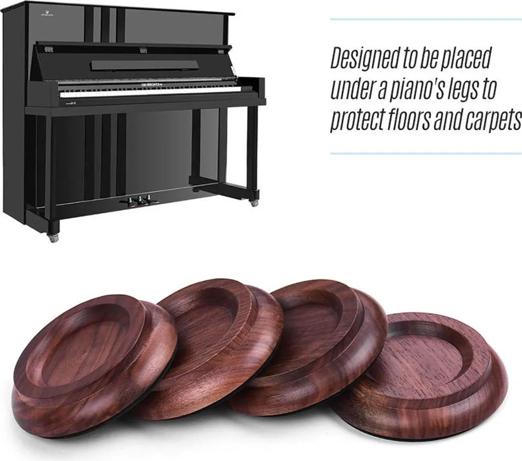 4 pezzi/set di sottobicchieri per pianoforte in legno massiccio con cuscinetto antiscivolo in EVA