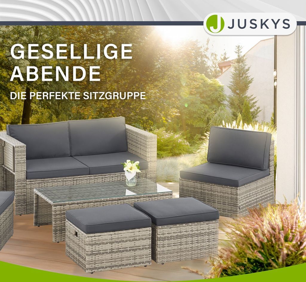 Juskys Polyrattan Gartenmöbel Set Salou - Lounge für 6 Produktbild 6