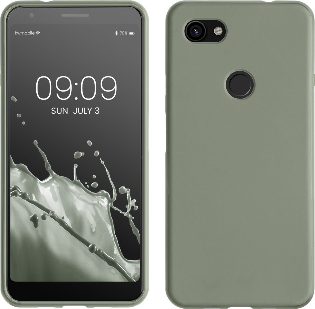 kwmobile Hülle kompatibel mit Google Pixel 3a XL Hülle - weiches TPU Silikon Case - Cover geeignet für kabelloses Laden - Graugrün