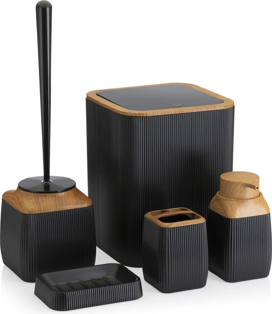 Aménager sa salle de bain avec le set 5 pièces noir HowHomely complet