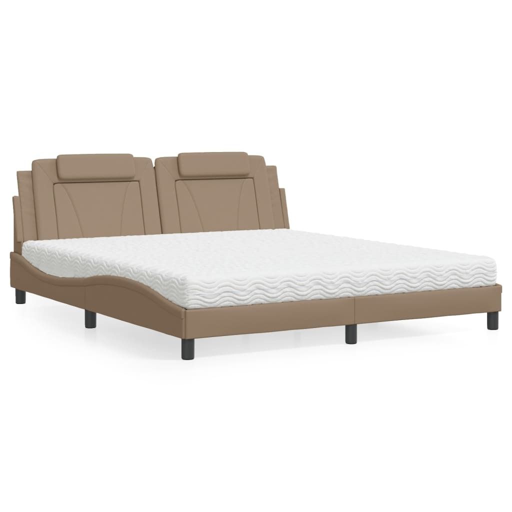 Bett "Viana" mit Matratze Cappuccino-Braun 180x200 cm Kunstleder