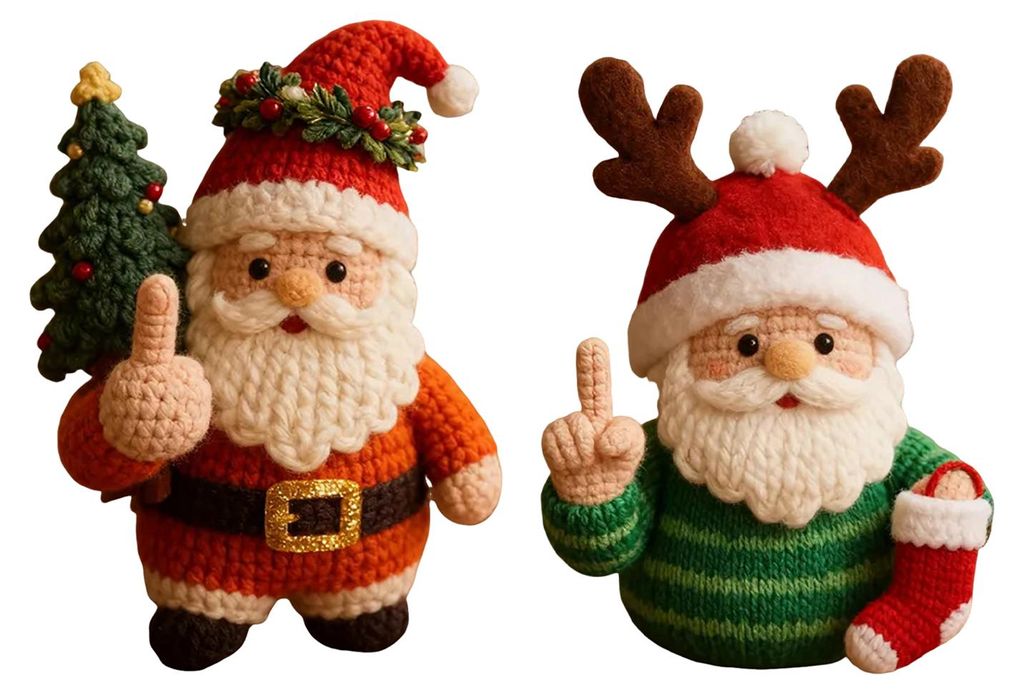 1/2/4 Stück gehäkelte Weihnachtsmann-Ornamente, handgefertigt aus gestricktem Garn, Mittelfinger-Weihnachtsmann-Puppe, Weihnachtsdekoration für ...