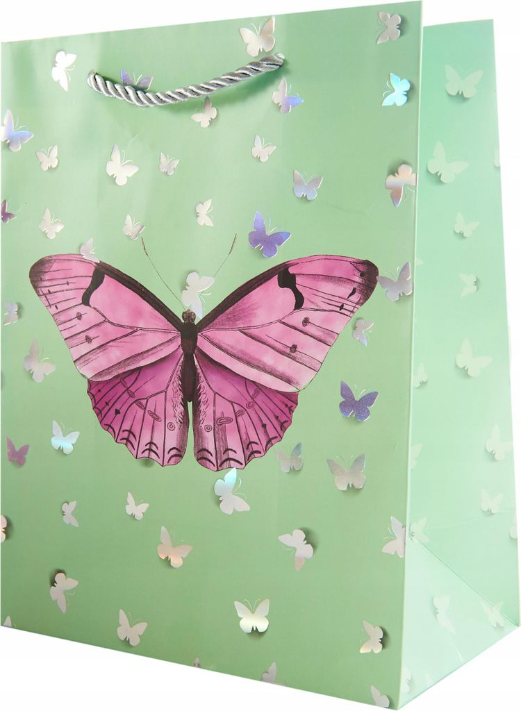 Geschenktüte Schmetterling 18x23cm - Süße Papiertragetasche für Mädchen - Verschiedene Designs