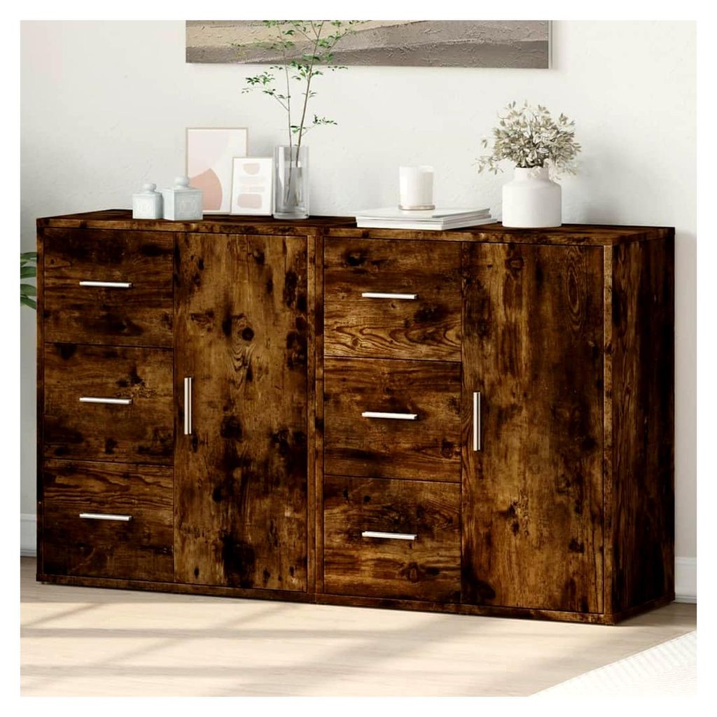 Sideboards 2 Stück Räuchereiche 60x31x70cm Holzwerkstoff