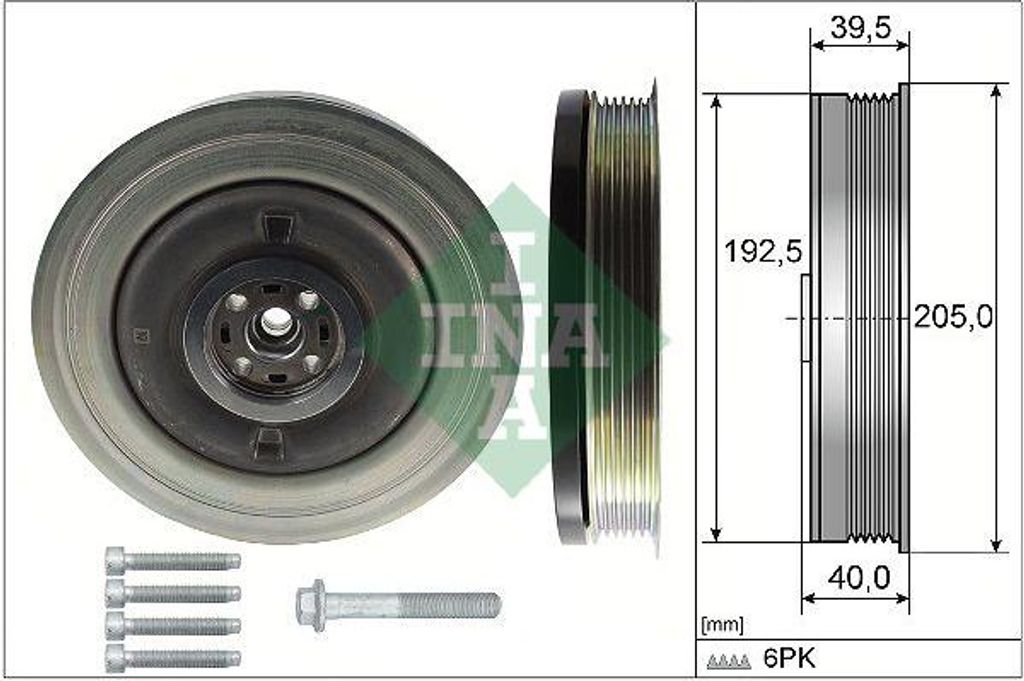 INA 544 0503 20 Riemenscheibensatz, Kurbelwelle OE 31401195 kompatibel mit S60, S90, V60, V90, XC60, XC90
