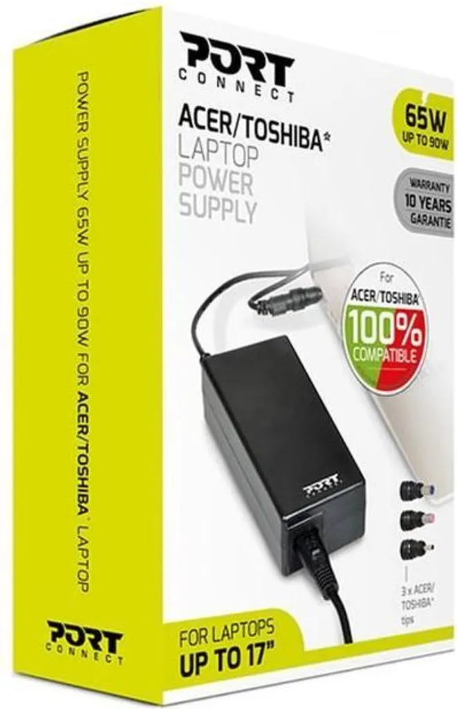 Caricatore Notebook 65W PORT Designs | Sicurezza Totale per Acer Toshiba