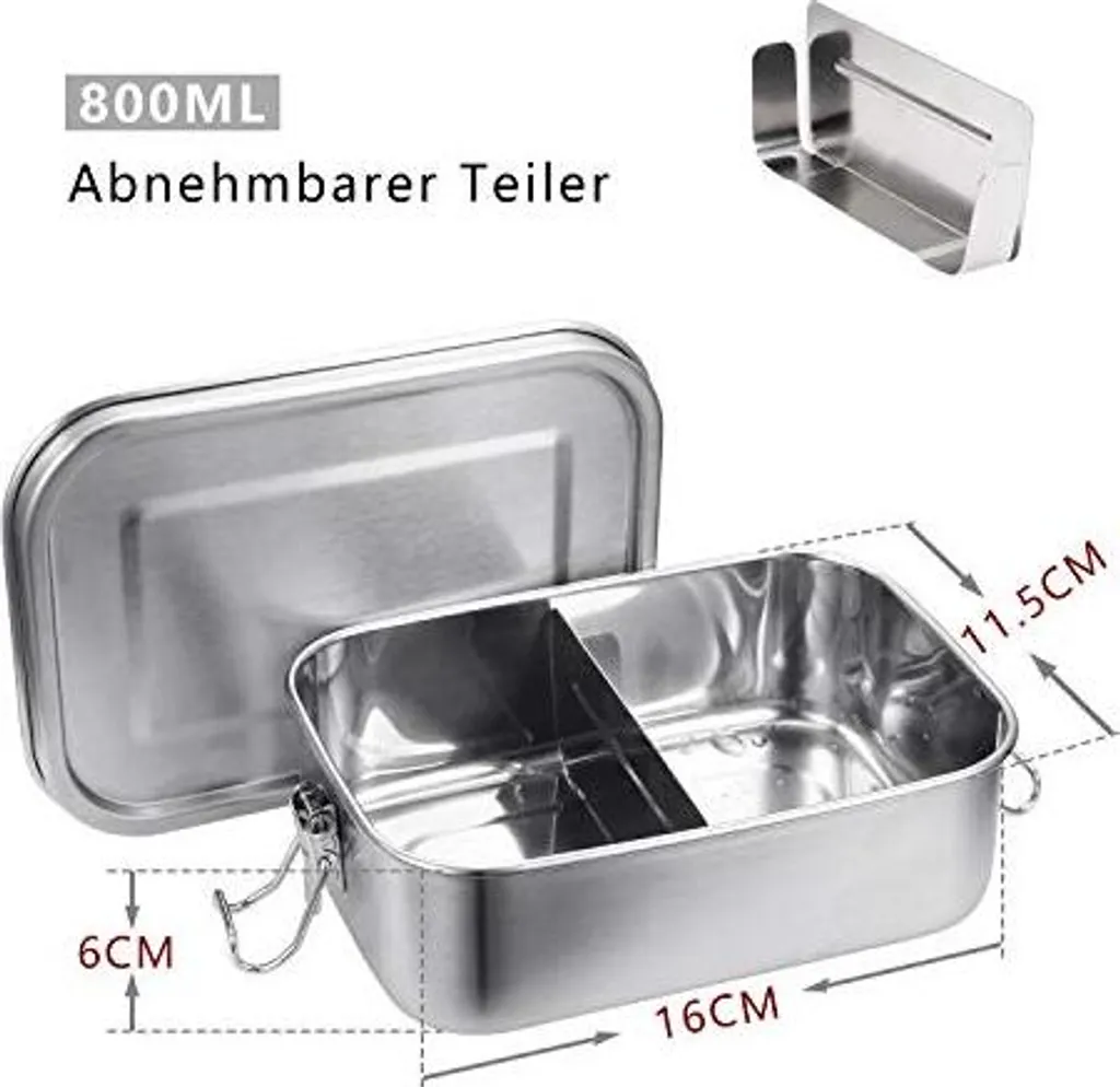 TolleTour 800ml lunch box in metallo lunch box contenitore termico lunch box in acciaio inox BPA free - 2